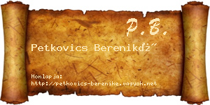 Petkovics Bereniké névjegykártya